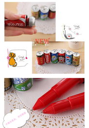 韩国创意文具 可爱小清新卡通易拉罐伸缩圆珠笔